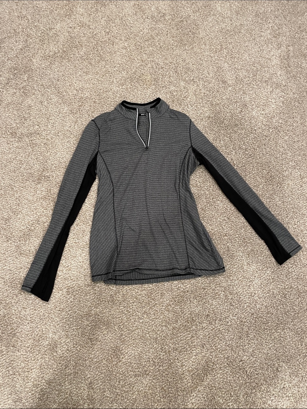 Marc New York Striped Quarter-Zip Long Sleeve Top in Black and Gray